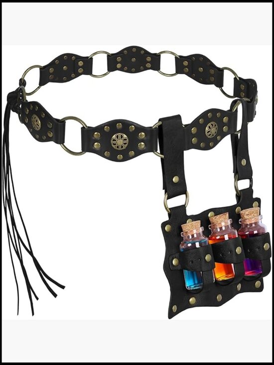 Medieval Renaissance Belt Set with Potion Bottle, LARP Cosplay Accessories, main image 6